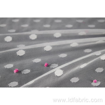 Nylon Spandex White Dots Mesh Fabric